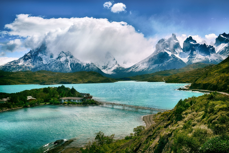 Andean shores, beaches, and glaciers